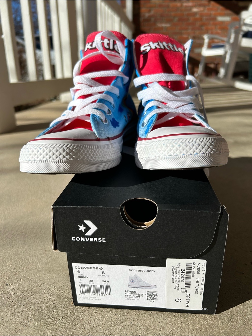 Converse High Top Sneakers custom airbrushed with skittles branding - Picture 2 of 4